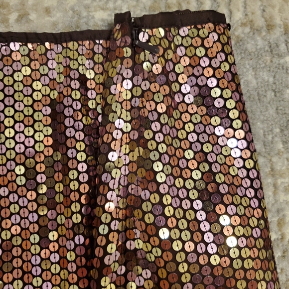 Express Brown & Gold Sequin Mini Skirt vintage - Picture 3 of 6